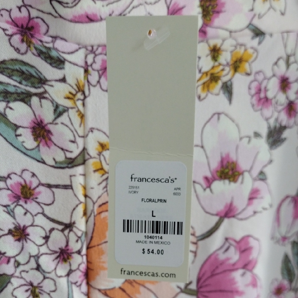 Francesca's Floral High-Slit Wide-Leg Pants. Size L - Picture 8 of 10